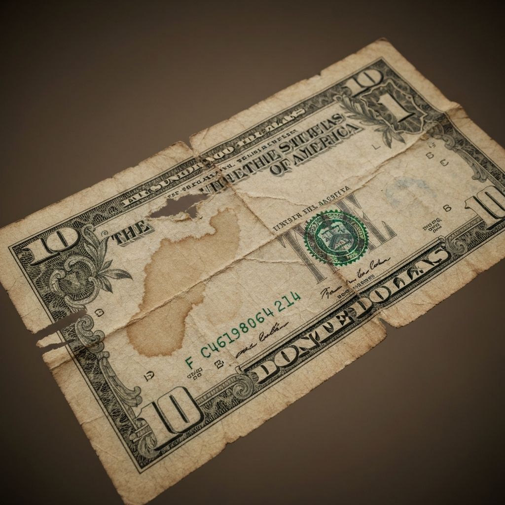 Weathered $10 Bills - Aged Prop Money